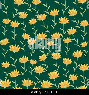 Garden rudbeckia flower seamless pattern. Beautiful yellow flower in the meadow, symbol of the sun Stock Vector