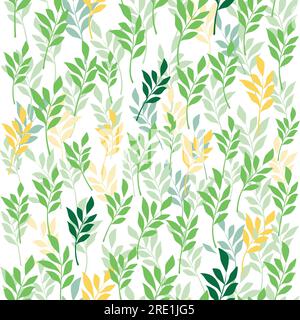 Flourish nature summer garden textured background. Floral seamless pattern. Branch with leaves ornamental texture Stock Vector