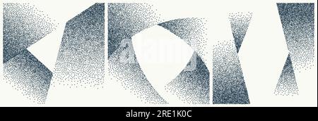 Gritty vector geometric shapes set. Abstract noisy grit banners grange collection Isolated Stock Vector