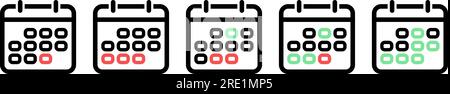 Set of line icons of tear-off calendar Stock Vector