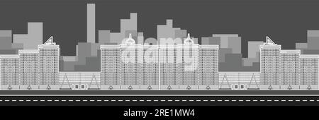 Urban silhouette as architectural look. Ordinary and individual high-rise buildings and structures. Volumetric-spatial urban planning solution. Condit Stock Vector