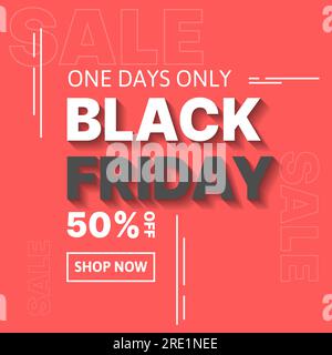 simple black friday banner design in red, white and black color Stock Vector