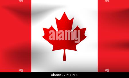 wavy canadian flag vector illustration in realistic style Stock Vector