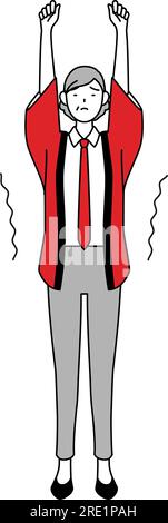 Senior woman wearing a red happi coat in a confident pose, Vector ...