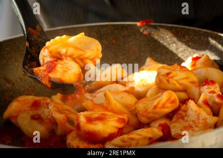 Italy, Street Food Festival, Preparation Sardinia Dish Culurgiones Stock Photo