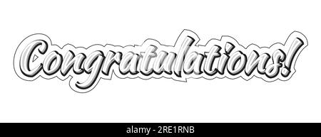 congratulation lettering vector design for greeting in black and white color Stock Vector