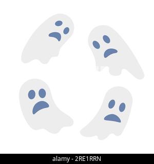 Spooky ghosts semi flat colour vector object Stock Vector