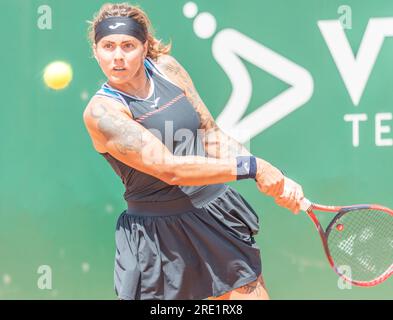 Lausanne, Vaud, Switzerland. 24th July, 2023. Lausanne Switzerland, 07/24/2023: Aliona Bolsova of Spain return during 16th final of Ladies Open Lausanne 2023. Ladies Open Lausanne 2023 took place tennis club of Lausanne, the Olympic capital (Credit Image: © Eric Dubost/ZUMA Press Wire) EDITORIAL USAGE ONLY! Not for Commercial USAGE! Credit: ZUMA Press, Inc./Alamy Live News Stock Photo