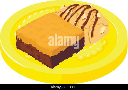 Fresh biscuit icon isometric vector. Homemade biscuit cookie on big golden coin. Dessert, sweet food Stock Vector