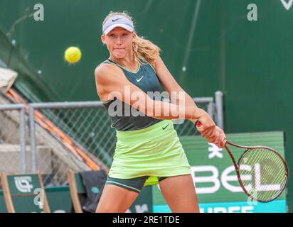 Lausanne, Vaud, Switzerland. 24th July, 2023. Lausanne Switzerland, 07/24/2023: Mirra Andreeva of Russia during 16th final of Ladies Open Lausanne 2023. Ladies Open Lausanne 2023 took place tennis club of Lausanne, the Olympic capital (Credit Image: © Eric Dubost/ZUMA Press Wire) EDITORIAL USAGE ONLY! Not for Commercial USAGE! Credit: ZUMA Press, Inc./Alamy Live News Stock Photo