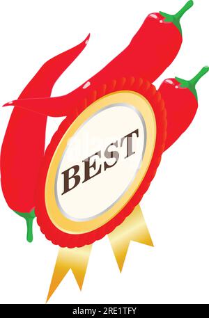 Hot pepper icon isometric vector. Fresh organic red hot pepper and best sign. Quality concept, food, organic product Stock Vector