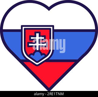 Patriot heart in national Slovakia flag colors. Festive element, attributes of Slovakia Independence Day. Cartoon vector icon in national colors of co Stock Vector