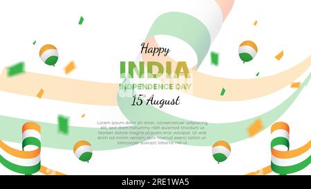 india independence day card or banner with balloons and confetti. vector illustration Stock Vector