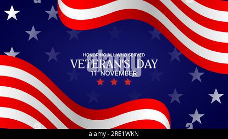 veteran's day background design for banner, poster, invitation or social media Stock Vector