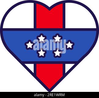 Patriot heart in national Antilles flag colors. Festive element, attributes of Antilles Independence Day. Cartoon vector icon in national colors of co Stock Vector