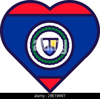 Patriot heart in national Belize flag colors. Festive element, attributes of Belize Independence Day. Cartoon vector icon in national colors of countr Stock Vector