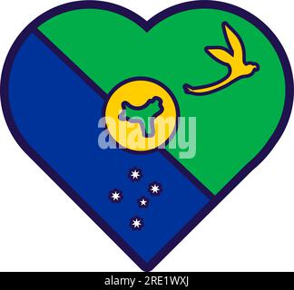 Patriot heart in national Christmas island flag colors. Festive element, attributes of Christmas Independence Day. Cartoon vector icon in national col Stock Vector