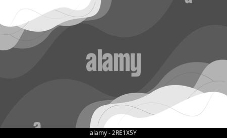 abstract white and gray wavy shapes background with wavy lines Stock Vector