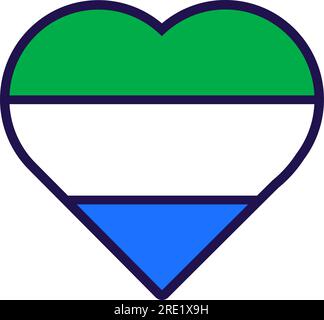 Patriot heart in national sierra flag colors. Festive element, attributes of sierra Independence Day. Cartoon vector icon in national colors of countr Stock Vector