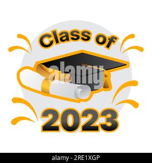 graduation ceremony vector illustration. class of 2023.can be used for shirt, logo, stamp, invitation, card, etc. Stock Vector