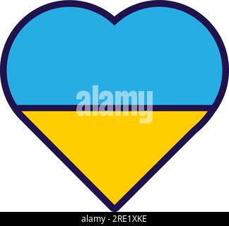 Patriot heart in national Ukraine flag colors. Festive element, attributes of Ukraine Independence Day. Cartoon vector icon in national colors of coun Stock Vector