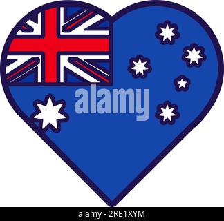 Patriot heart in national Australia flag colors. Festive element, attributes of Australia Independence Day. Cartoon vector icon in national colors of Stock Vector