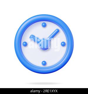 3D Simple Classic Round Wall Clock Isolated Stock Vector