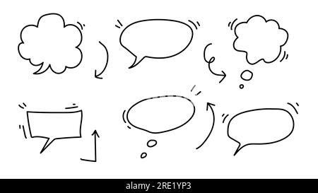 hand drawn speech bubble set with black on white background Stock Vector
