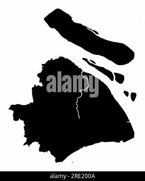 Shanghai map silhouette isolated on white background, China Stock Vector