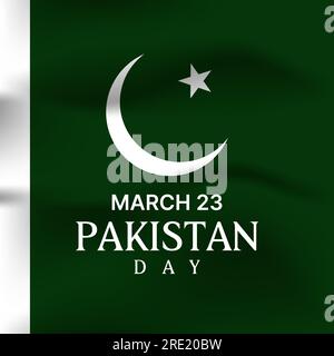 celebration pakistan day with green white flag background. vector illustration Stock Vector