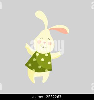 Dancing Easter bunny. Rabbit, cute character Stock Vector