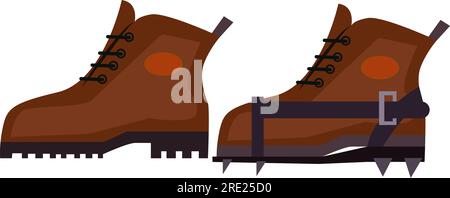 Trekking boots with crampons Stock Vector