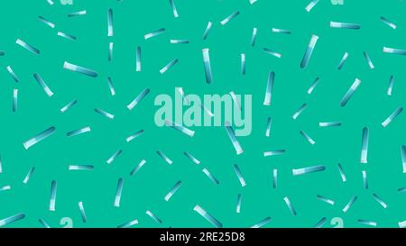 Endless seamless pattern of medical scientific medical supplies laboratory chemical blue flasks and flasks on a green background. Vector illustration. Stock Vector