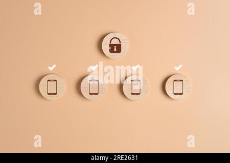 Login and password, Cyber security, Data protection and secured internet access, People using OTP one-time password on smartphone, Secure payment Stock Photo