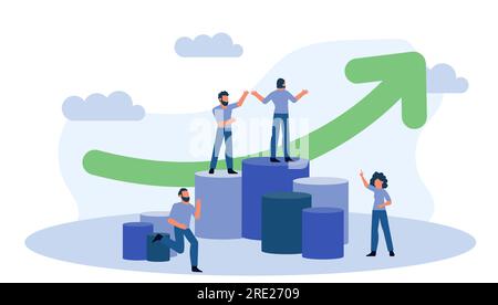Employee empower bravery building business vector concept illustration. Ahead help achievement career motivation people. Leader work company challenge Stock Vector