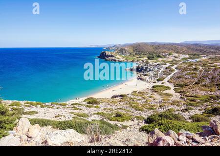 Itanos in eastern Crete is an ancient coastal site with turquoise ...