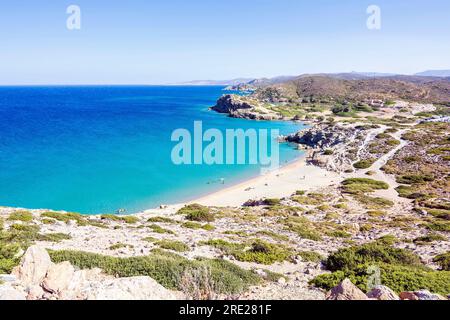 Itanos in eastern Crete is an ancient coastal site with turquoise ...