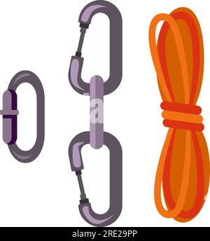 Carabiners and rope. Hook, equipment Stock Vector