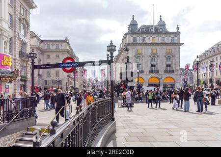 Entrance to Piccadilly Circus Underground, Piccadilly Circus, City of Westminster, Greater London, England, United Kingdom Stock Photo