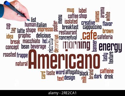 Word Cloud with AMERICANO concept create with text only. Stock Photo