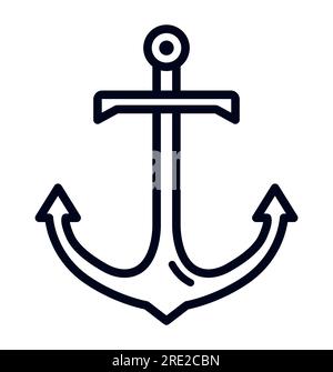 Simple ship anchor outline symbol boat anchor vector illustration icon Stock Vector