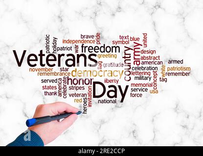 Word Cloud with VETERANS DAY concept create with text only. Stock Photo