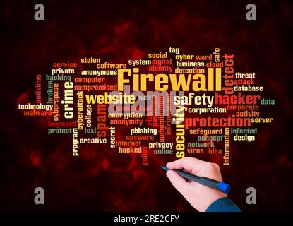 Word Cloud with FIREWALL concept create with text only. Stock Photo