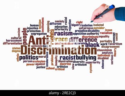 Word Cloud with ANTI DISCRIMINATION concept create with text only. Stock Photo