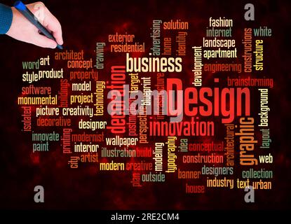 Word Cloud with DESIGN concept create with text only. Stock Photo