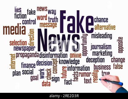 Word Cloud with FAKE NEWS concept, create with text only. Stock Photo