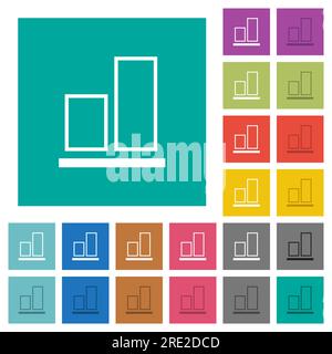 Align to bottom outline multi colored flat icons on plain square backgrounds. Included white and darker icon variations for hover or active effects. Stock Vector