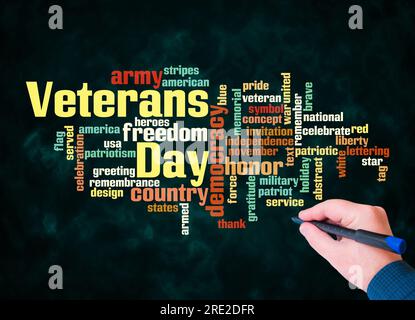 Word Cloud with VETERANS DAY concept create with text only. Stock Photo