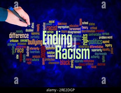 Word Cloud with ENDING RACISM concept create with text only. Stock Photo