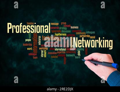 Word Cloud with PROFESSIONAL NETWORKING concept create with text only. Stock Photo